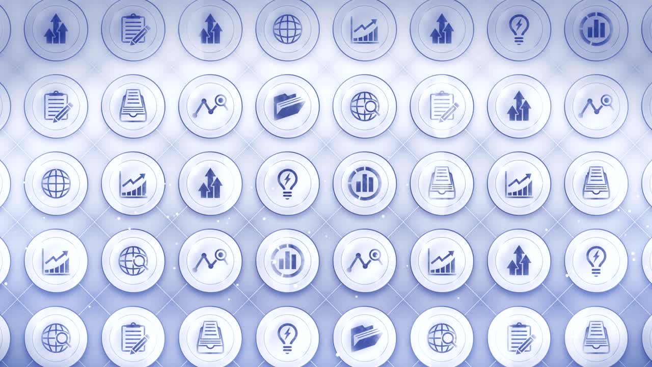 Set of Business Icons, Global Business Background, CG Loop Animation,