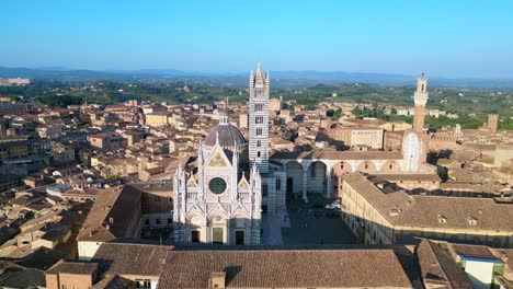 dom stunning aerial top view flight medieval town siena tuscany italy