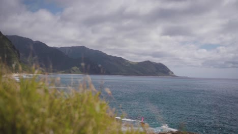 a shot of the hawaiian mountains off the west shoreline. this clip is in slow motion - 4k