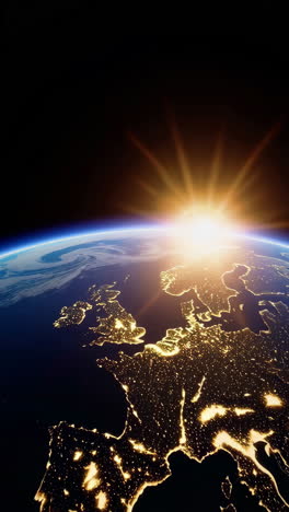sunrise over europe from space