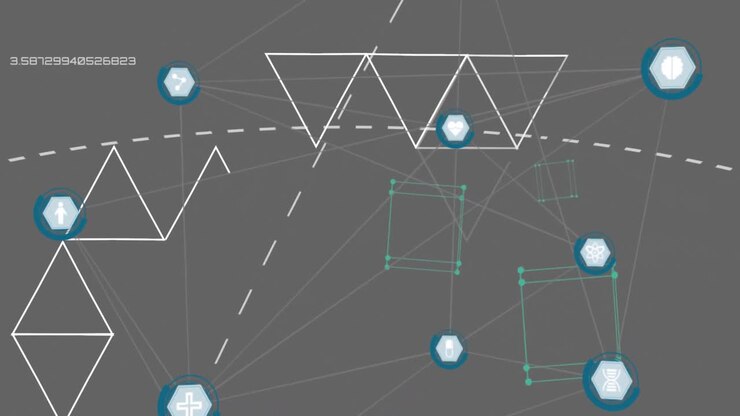 Animation of network of connections over data processing