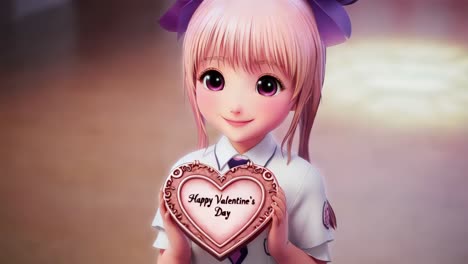 anime chica con corazón regalo para el día de san valentín