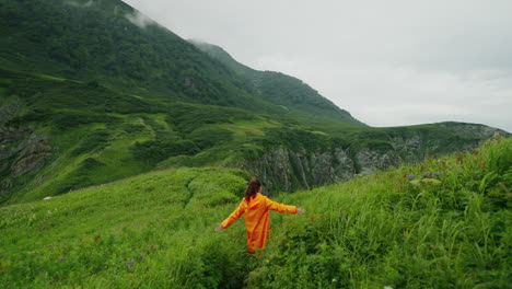 woman hiking in the mountains