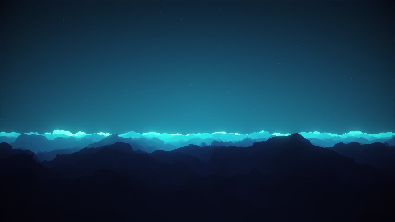 끝없는 밤, 별빛 하늘, 지평선, 풍경 위를 날아다니는 배경 루프