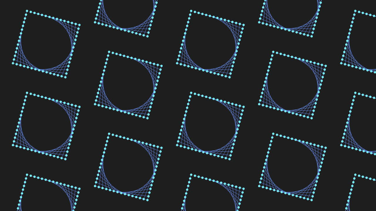 Digital seamless cubes pattern with neon dots on black gradient