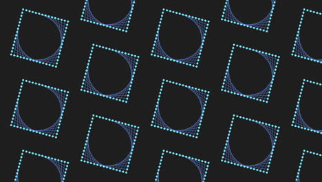 Digital seamless cubes pattern with neon dots on black gradient