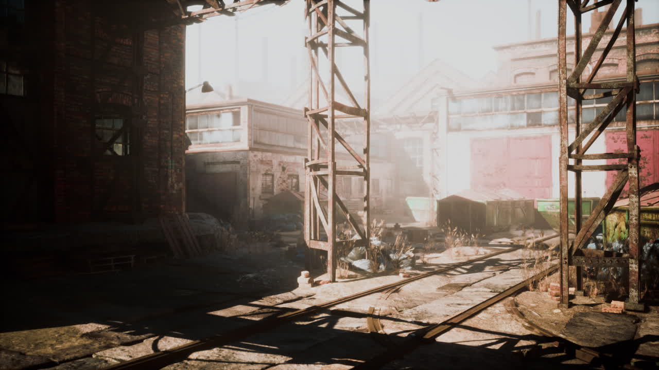 디트로이트의 큰 폐허가 된 폐허 공장