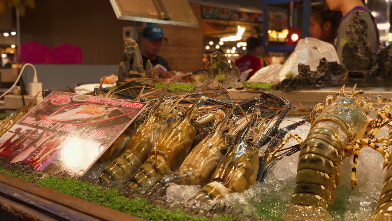 Fresh Lobster and Seafood Display at a Market