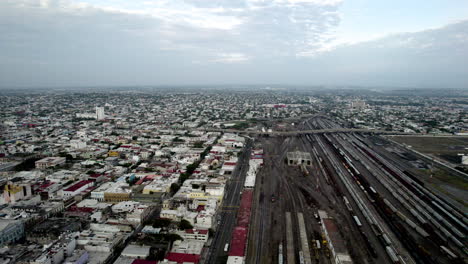 drone shot of the railways arriving at the port of veracruz at dawn