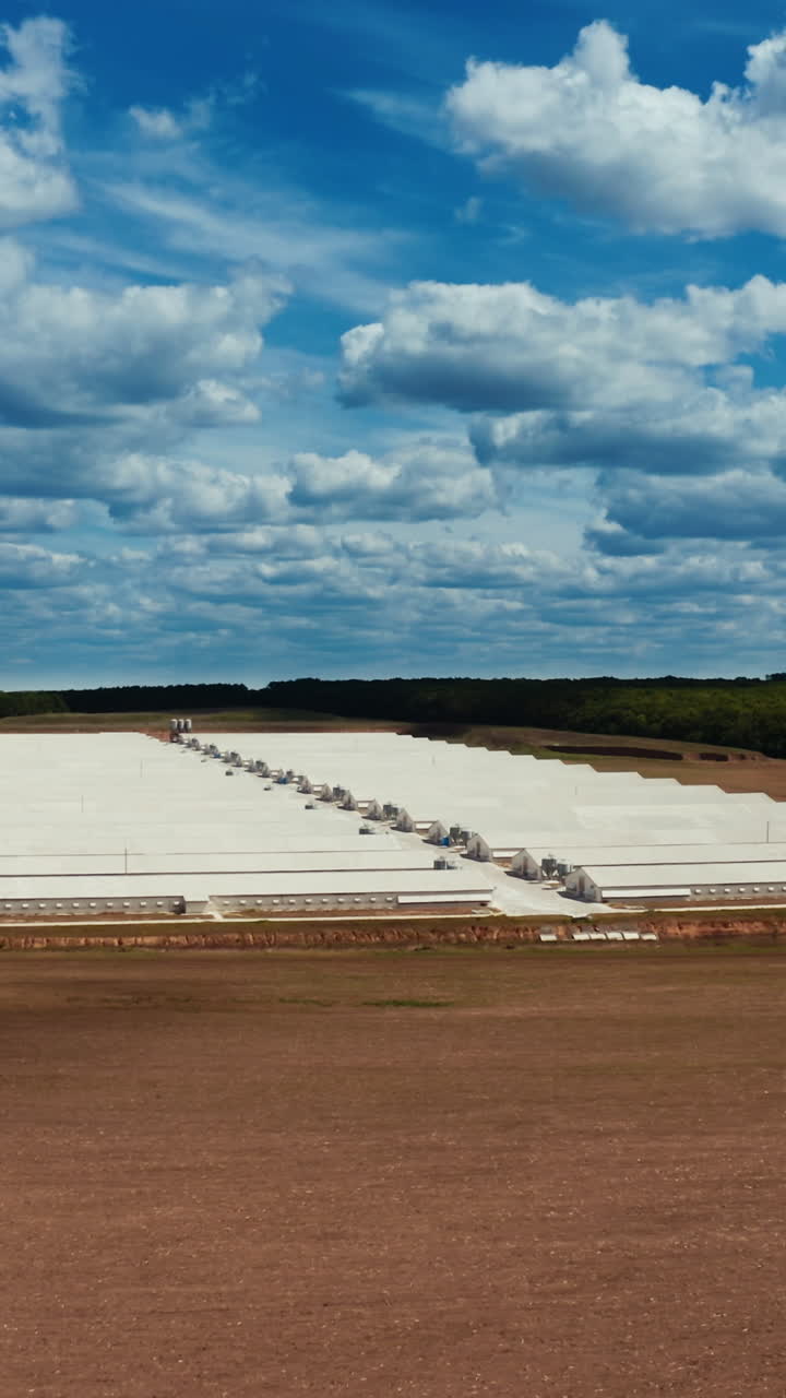 Agriculture from above. Bird eyes view from flying drone of the big farm