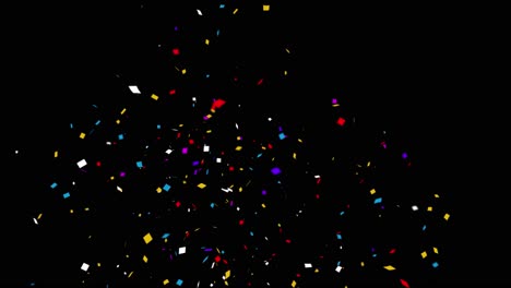 colorful isolated confetti particles explosions popper falling 4k animation alpha matte channel