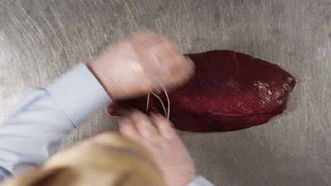 preparing a beef roast