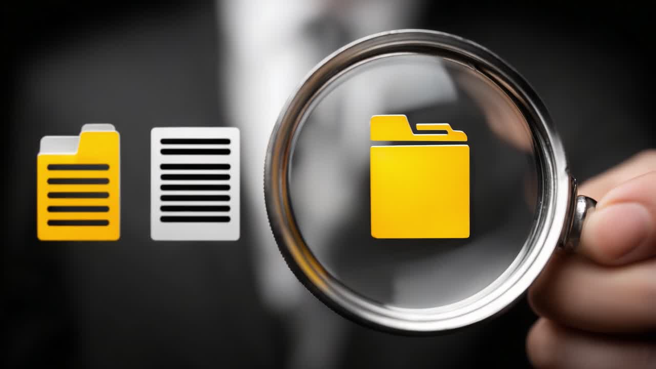 A Focused Examination of Different Document Types Through a Magnifying Glass, Highlighting the Importance of File Organization and Clarity in Digital Files
