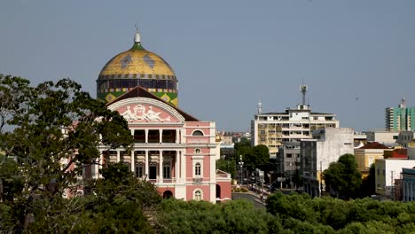 establecimiento de una vista del centro de manaus, brasil con la ópera y otros edificios