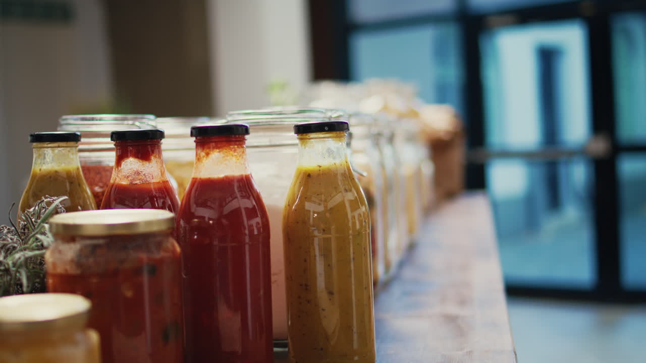 productos a granel en frascos reciclables utilizados por el mercado ecológico