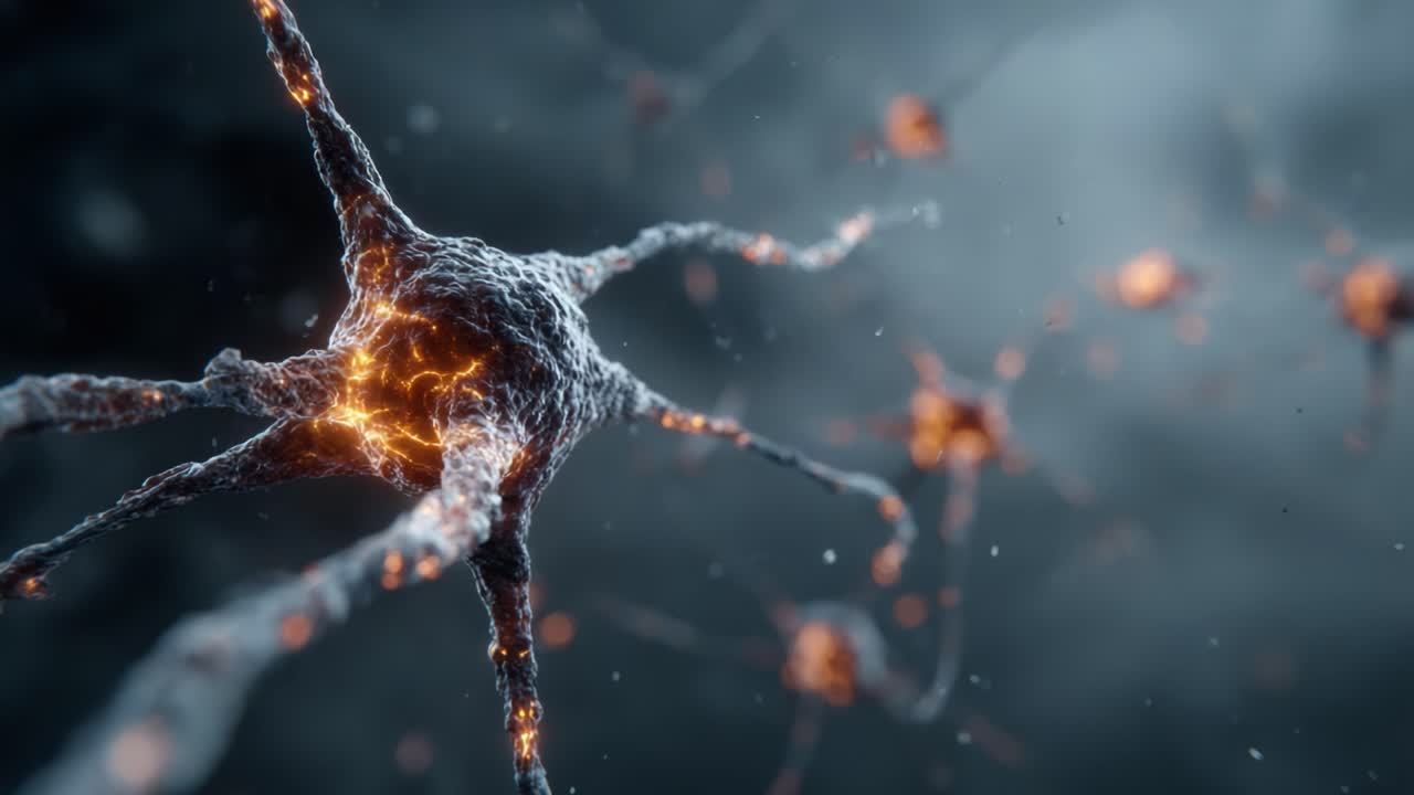 High-resolution visualization of a neuron network showcasing intricate connections and vibrant activity, presenting the fascinating complexity of neural pathways in a dynamic environment