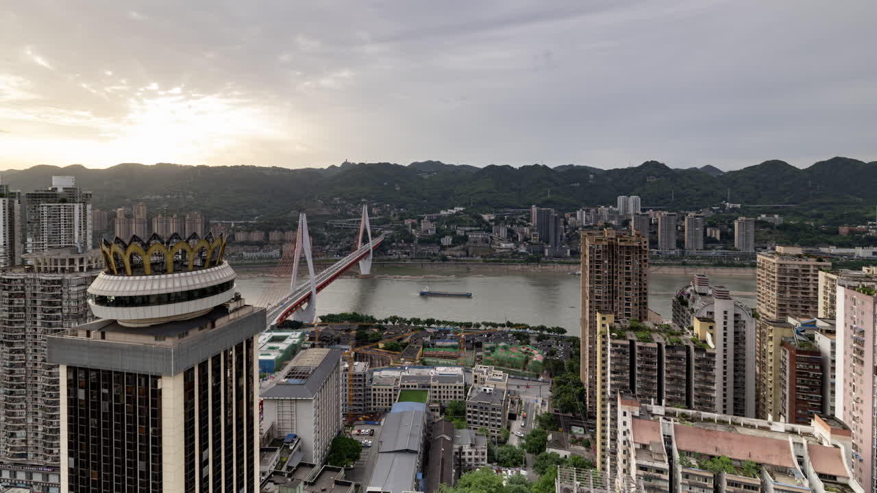 Timelapse of the amazing Chongqing city skyline from a high vantage point