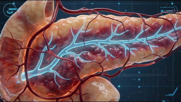 Scientific visualization of human brain showing biological processes