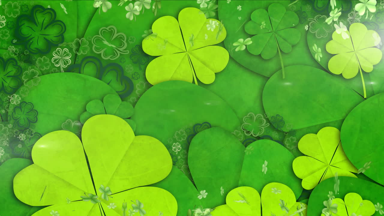 Trifogli verdi animati su sfondo verde