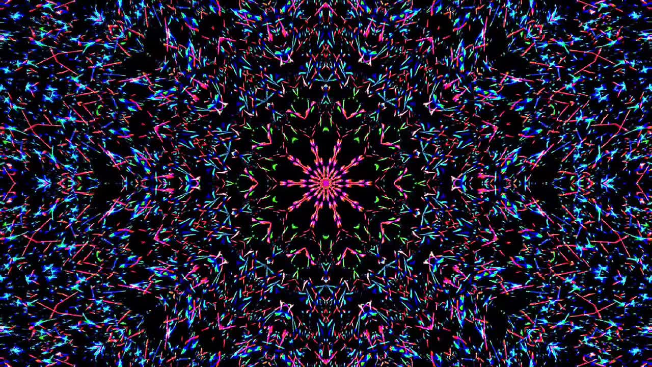 Abstract kaleidoscope shining beautiful red blue line smooth motion with shining light motion