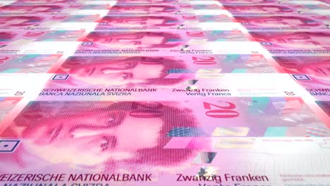 billetes de veinte francos suizos de suiza, dinero en efectivo, bucle