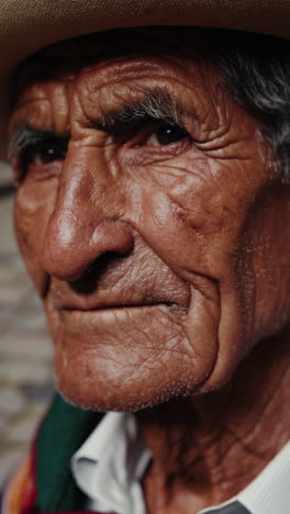 portrait of an elderly man in traditional andean clothing