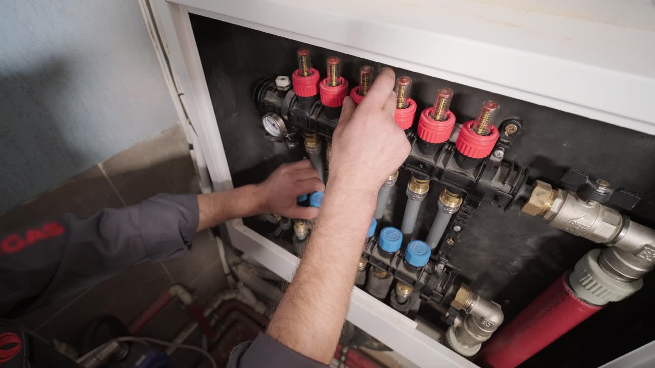 técnico de hvac instala sistemas de calefacción, ventilación y aire acondicionado