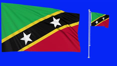 Green-Screen-Waving-Saint-Kitts-and-Nevis-Flag-or-flagpole