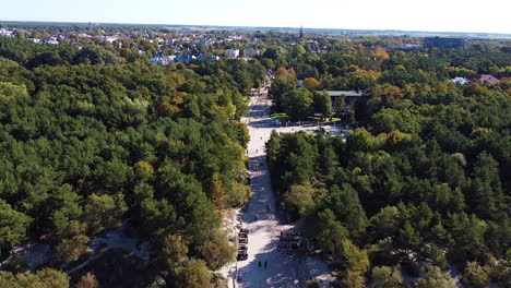 flying over basanavicius street with beautiful view of palanga city