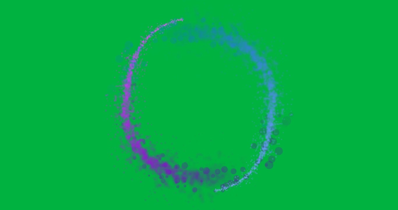 Animation of blue and purple sparkles light trails floating on transparent background