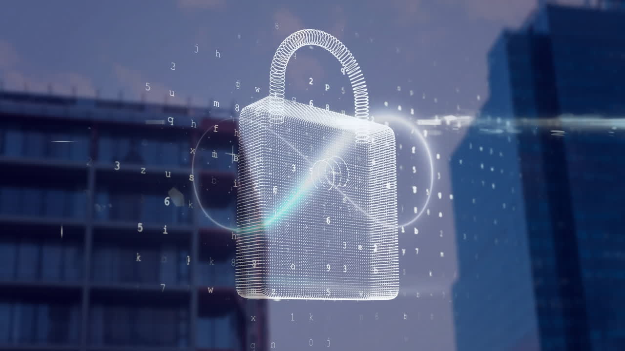 도시 풍경에 대한 데이터 처리와 함께 무한 표지판과 락의 애니메이션