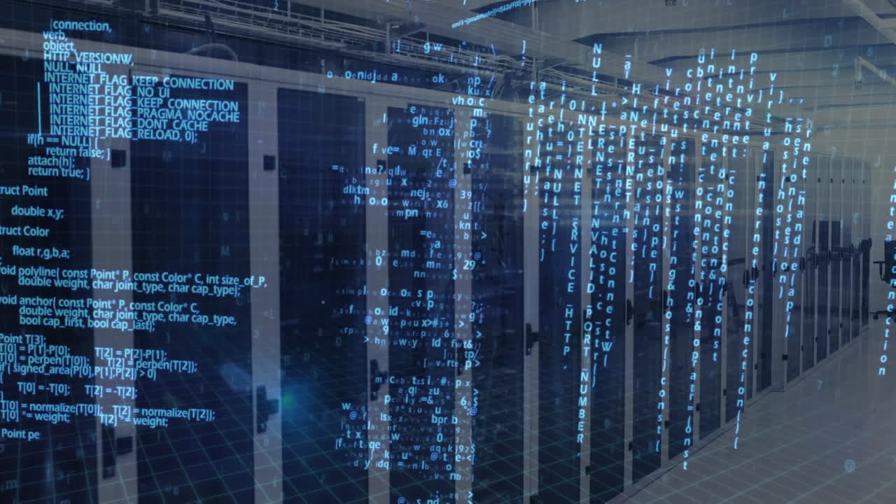 Animation of data processing and digital information flowing