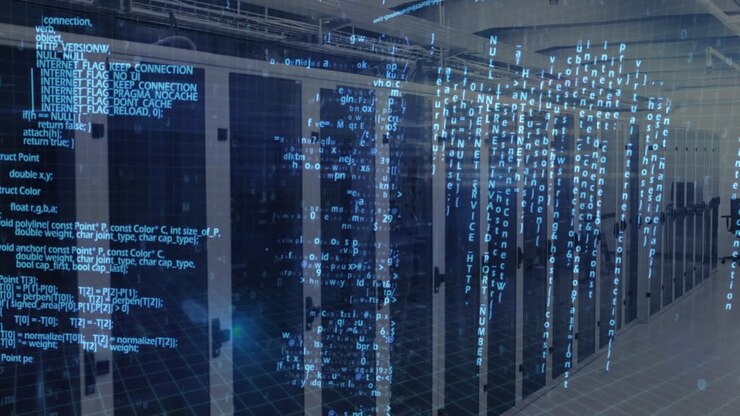 Animation of data processing and digital information flowing