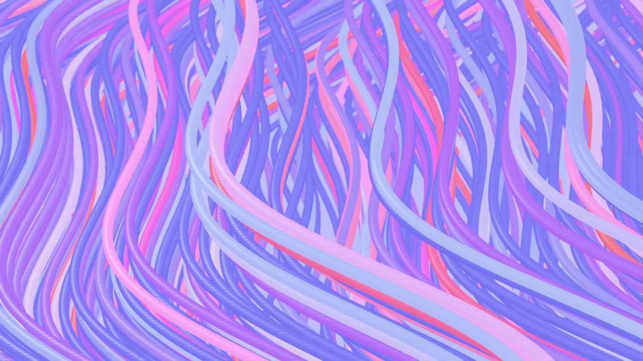 Abstract 3D Render of Colorful Wavy Ribbed Tubular Lines