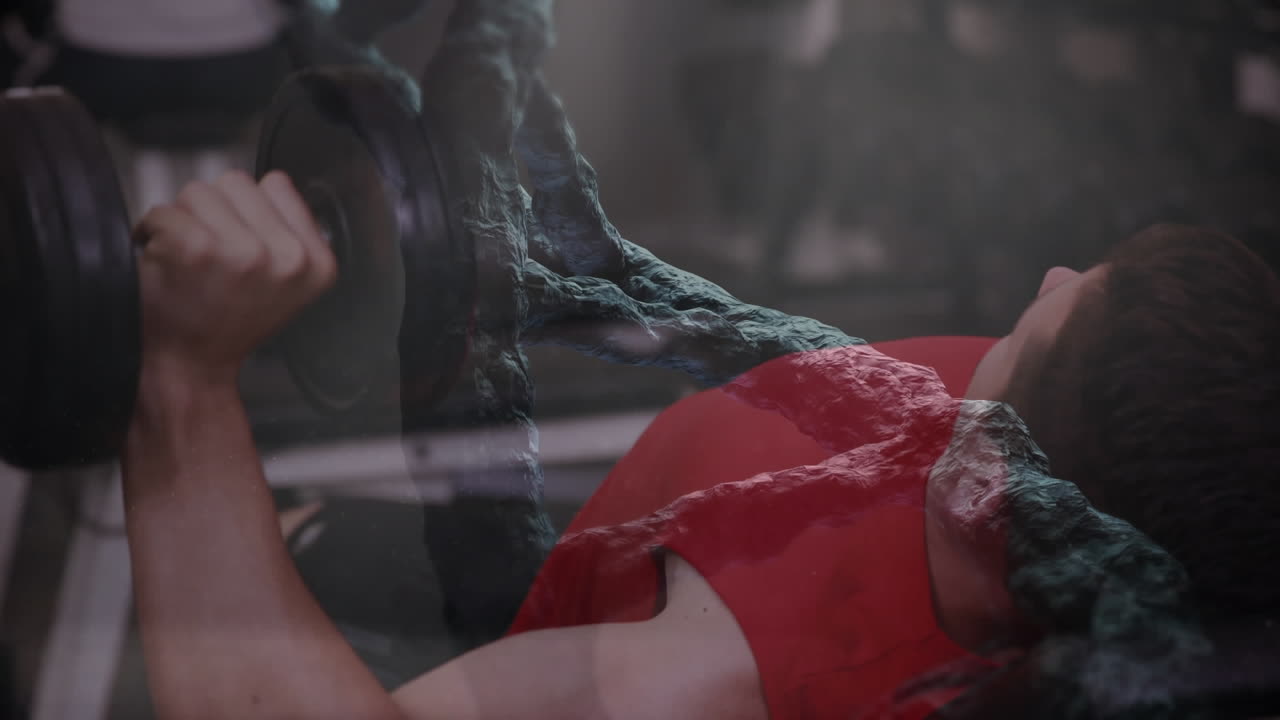 dna 가닥 스피닝과 데이터 처리의 애니메이션 강한 남자 운동