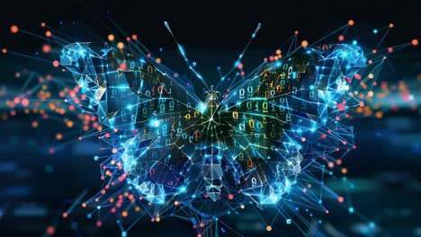 digital butterfly with binary code