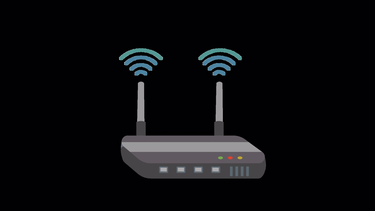 Animated Wifi Router with Antennas Transmitting Wireless Signal