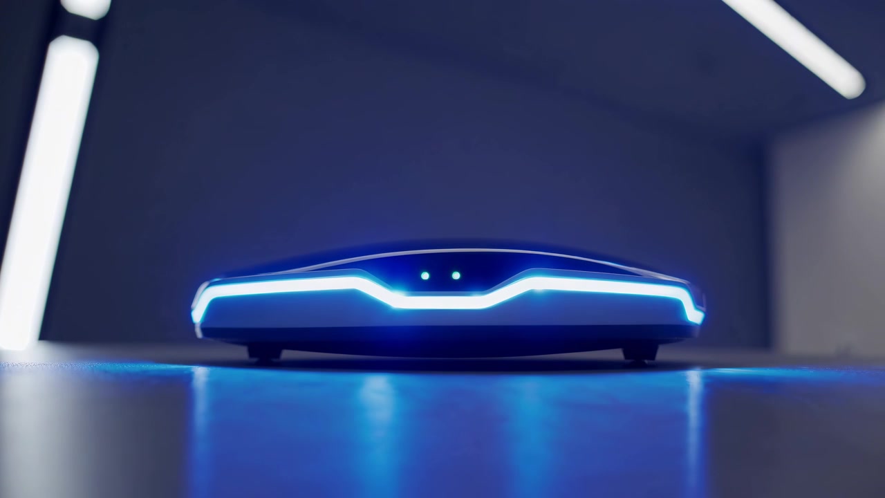 Futuristic Robotic Device with Pulsing LED Lighting