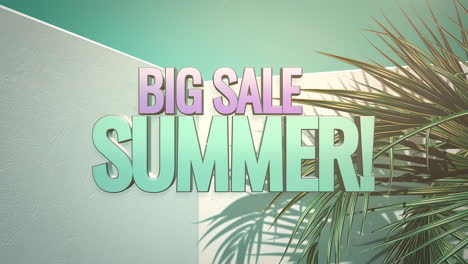 Animated-closeup-text-Summer-Big-Sale-and-tropical-palm-trees