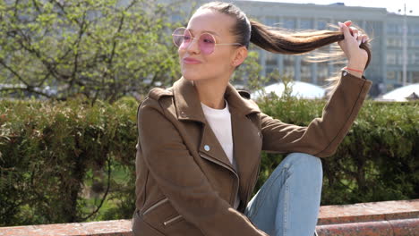 young woman relaxing in a park