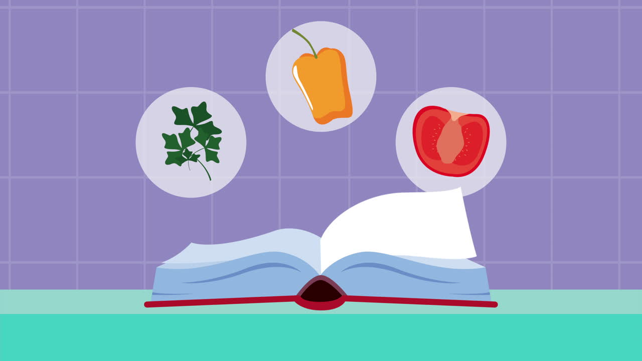 채소 애니메이션 을 가진 요리 책