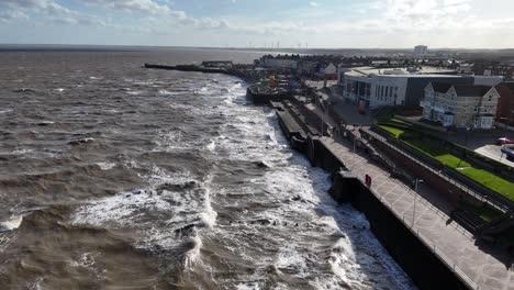 Drone-De-La-Ciudad-Costera-De-Bridlington,-Yorkshire,-Reino-Unido,-Imágenes-Aéreas-De-4k