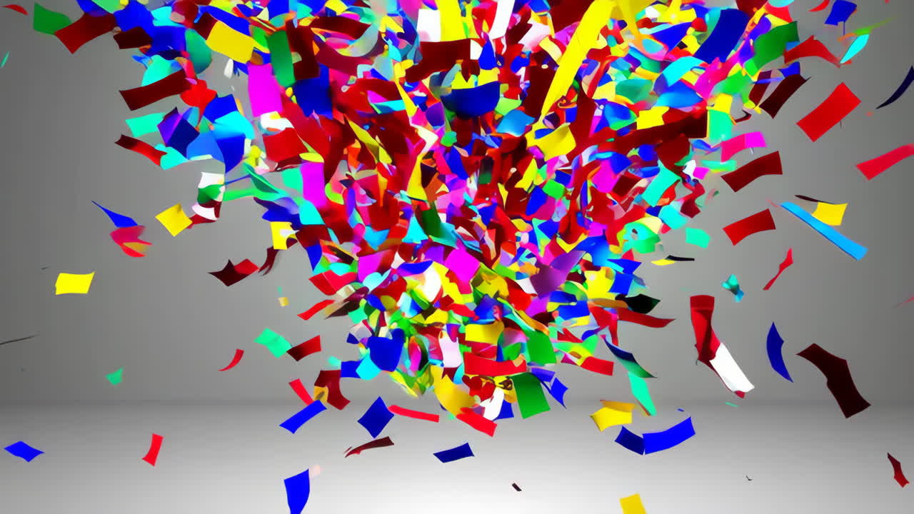 Colorful Confetti Explosion on Grey Background