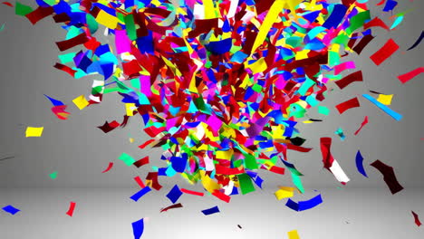 colorful confetti explosion on grey background