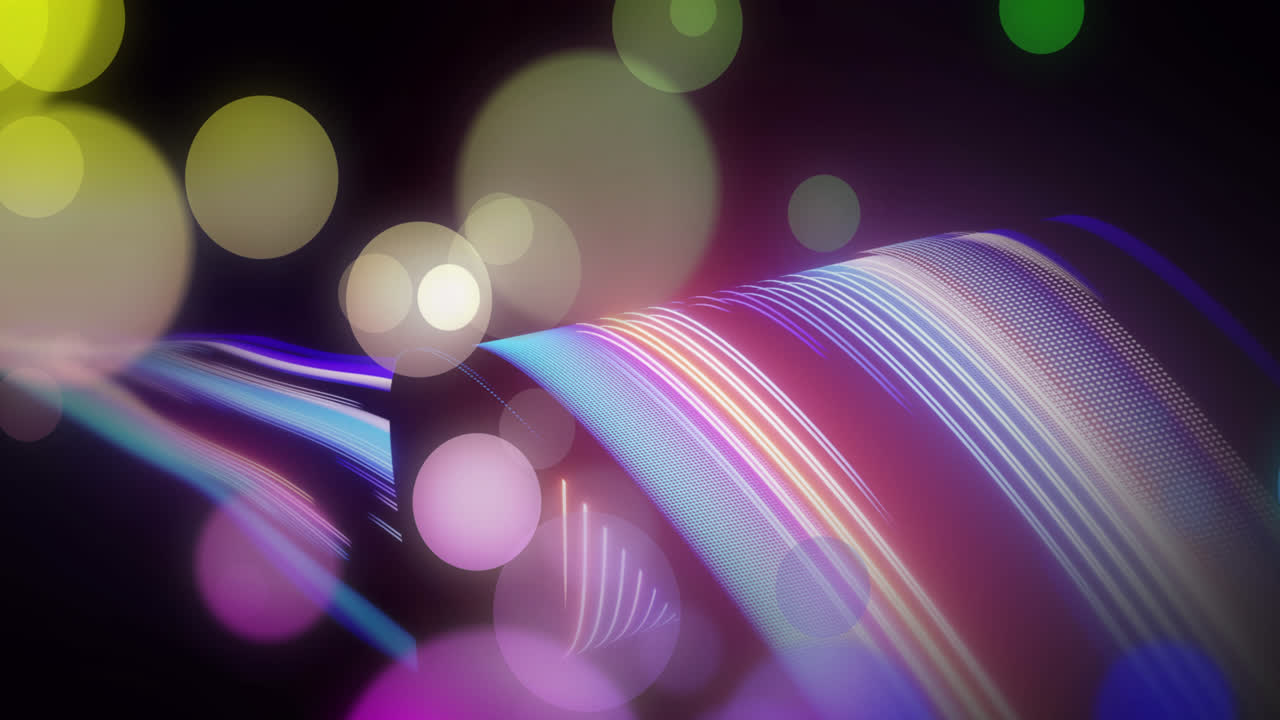 검은색 배경에 빛의 흔적 위의 점의 애니메이션