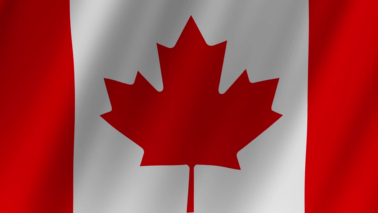 animación de la bandera de canadá ondeando en el viento