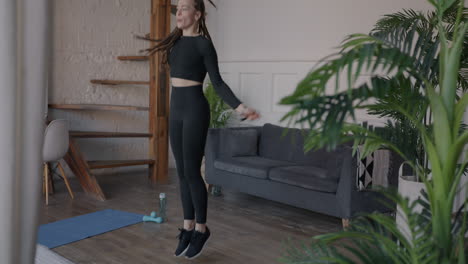 woman jumping rope at home workout