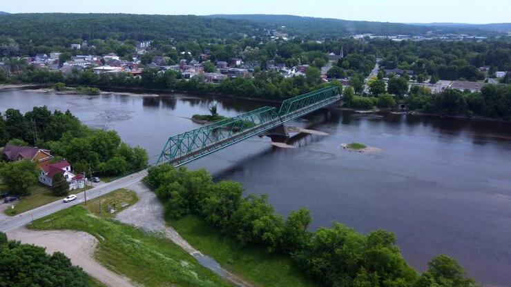 Ponte Mackenzie, Richmond, Quebec, Canada, ripresa con drone