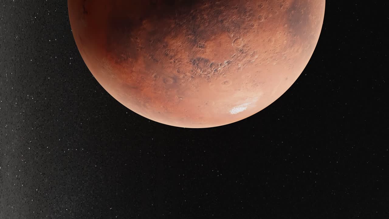 Mars Planet, 3D Render, Realistic, Rotating, Orbit, Deep Space, Outer Space, Center Frame vertical