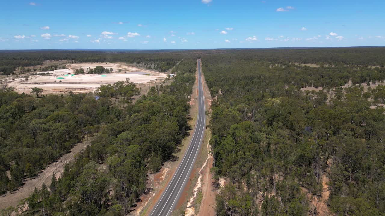 Aerial View of a Remote Australian Highway through the Outback